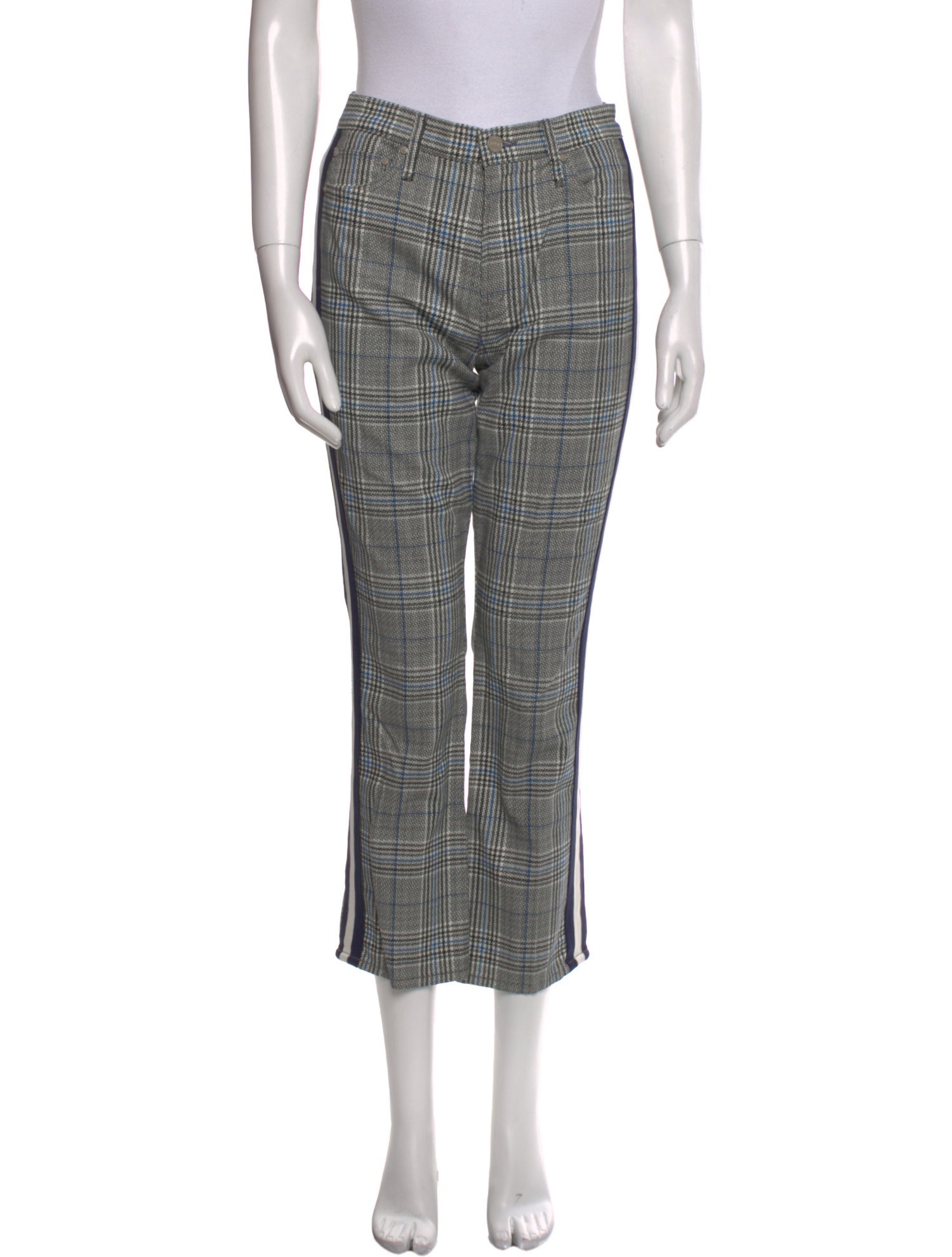 Mother Plaid Print Straight Leg Pants