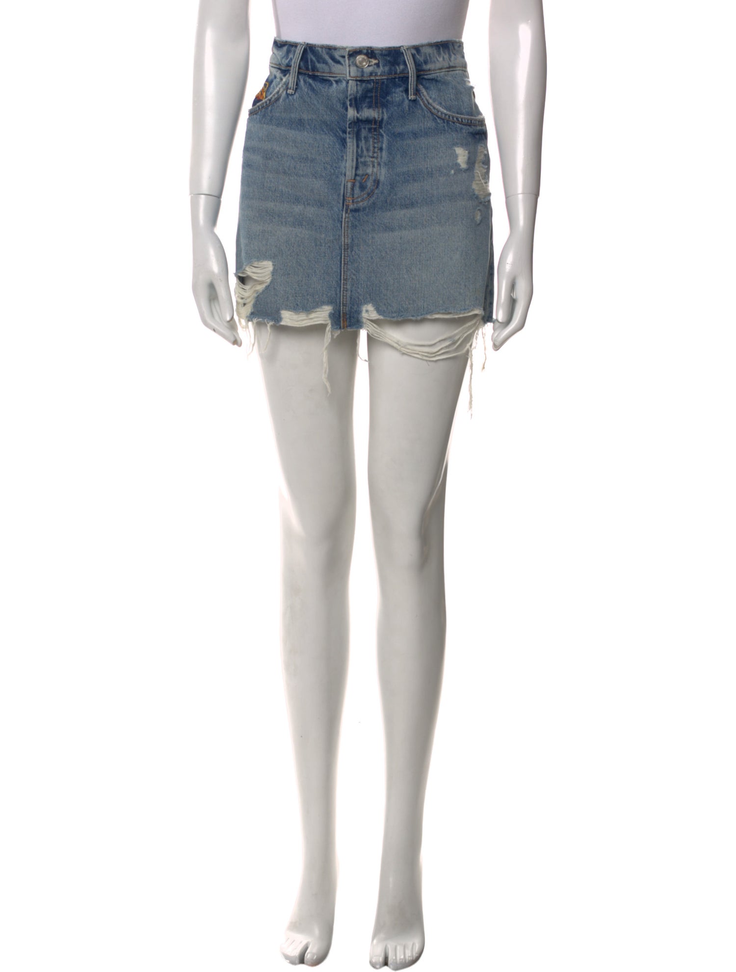 Mother Distressed Accents Mini Skirt