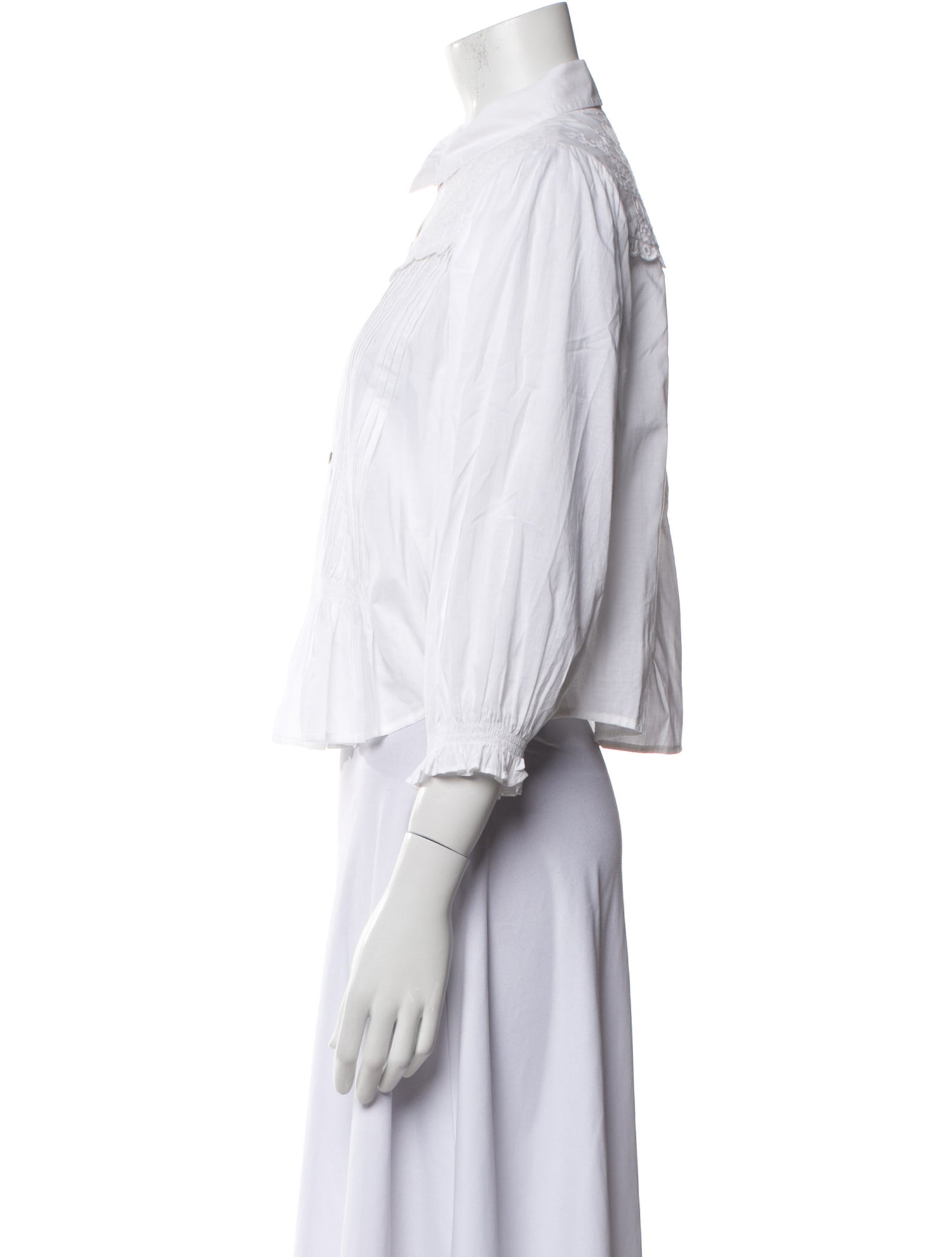 Mother Striped Three-Quarter Sleeve Button-Up Top