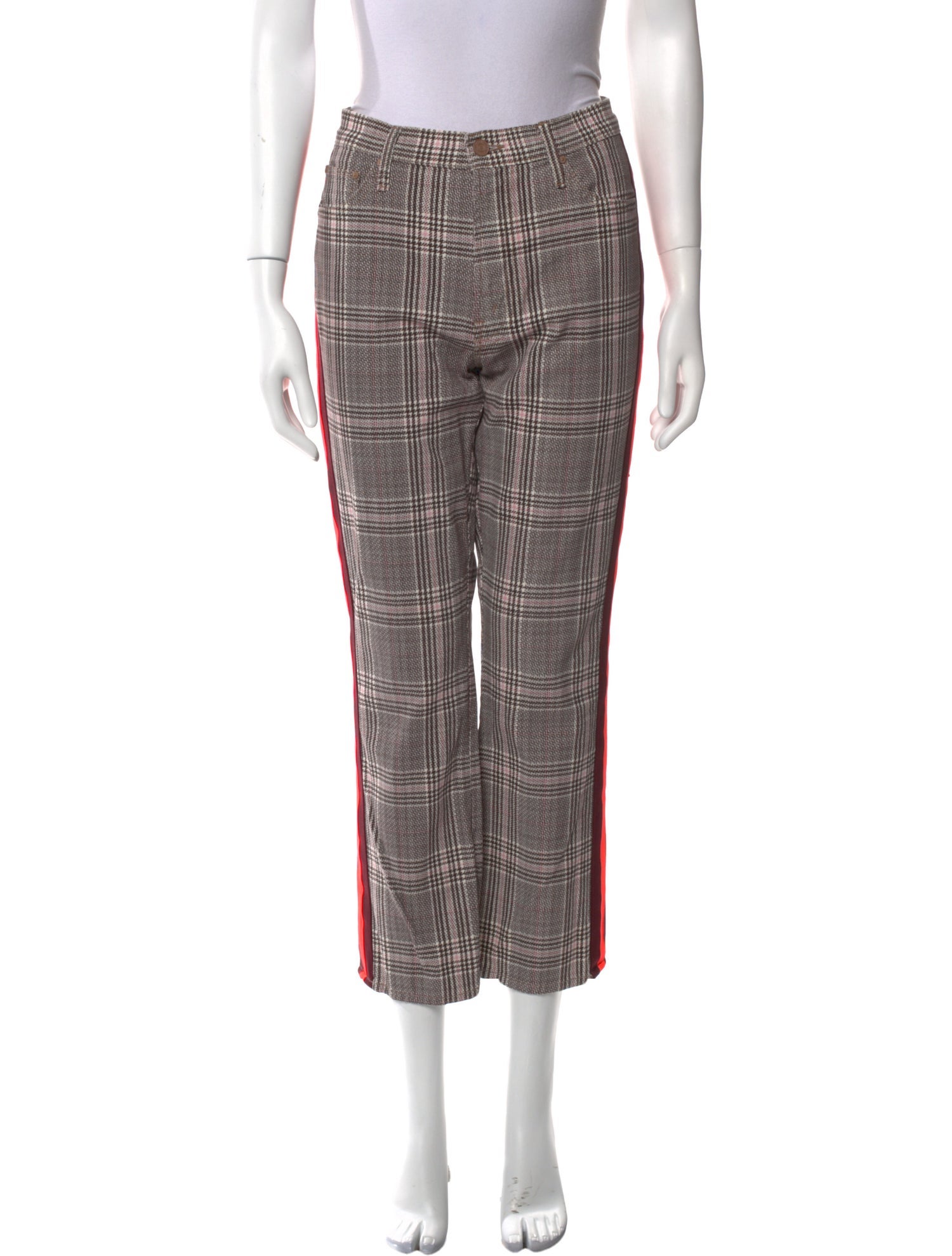 Mother Plaid Print Straight Leg Pants