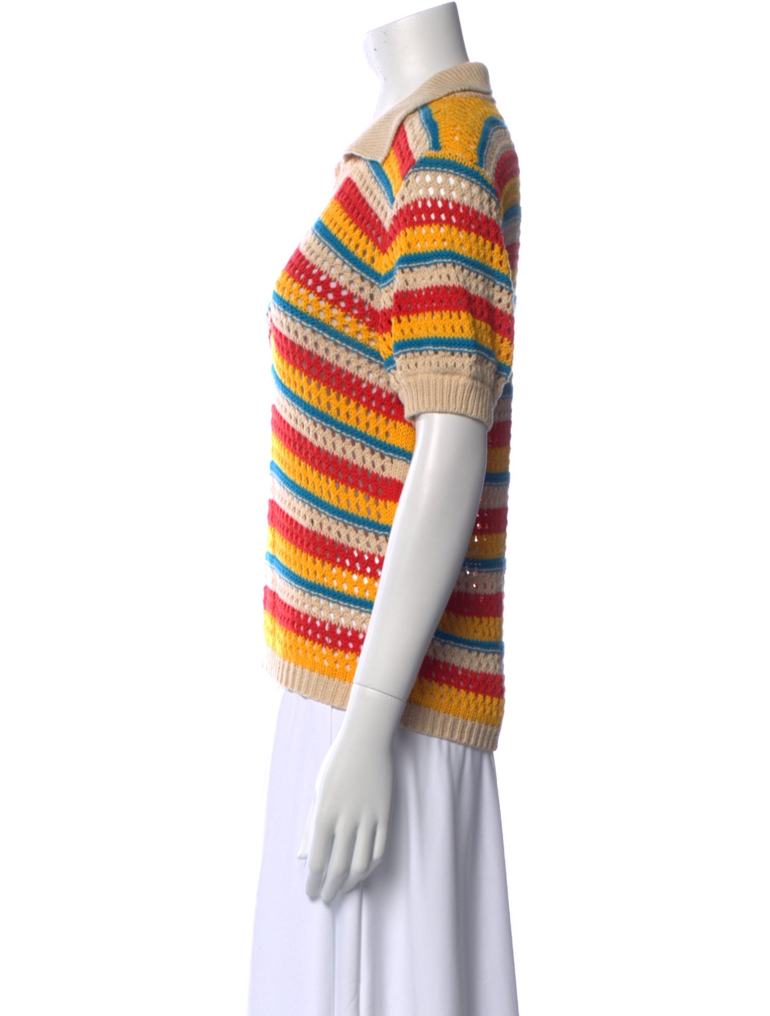 Mother Striped V-Neck Polo