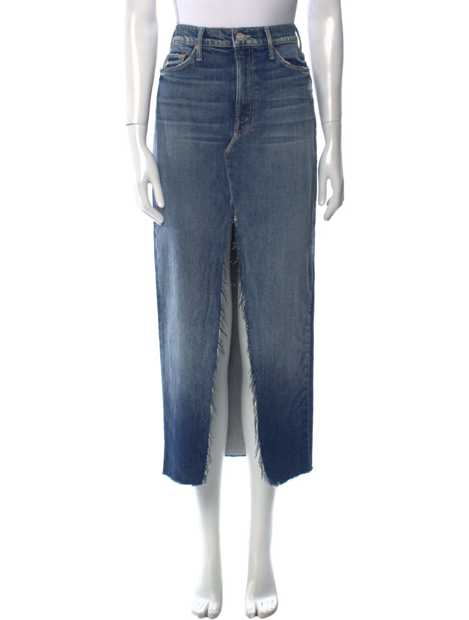 Mother Distressed Accents Midi Length Skirt