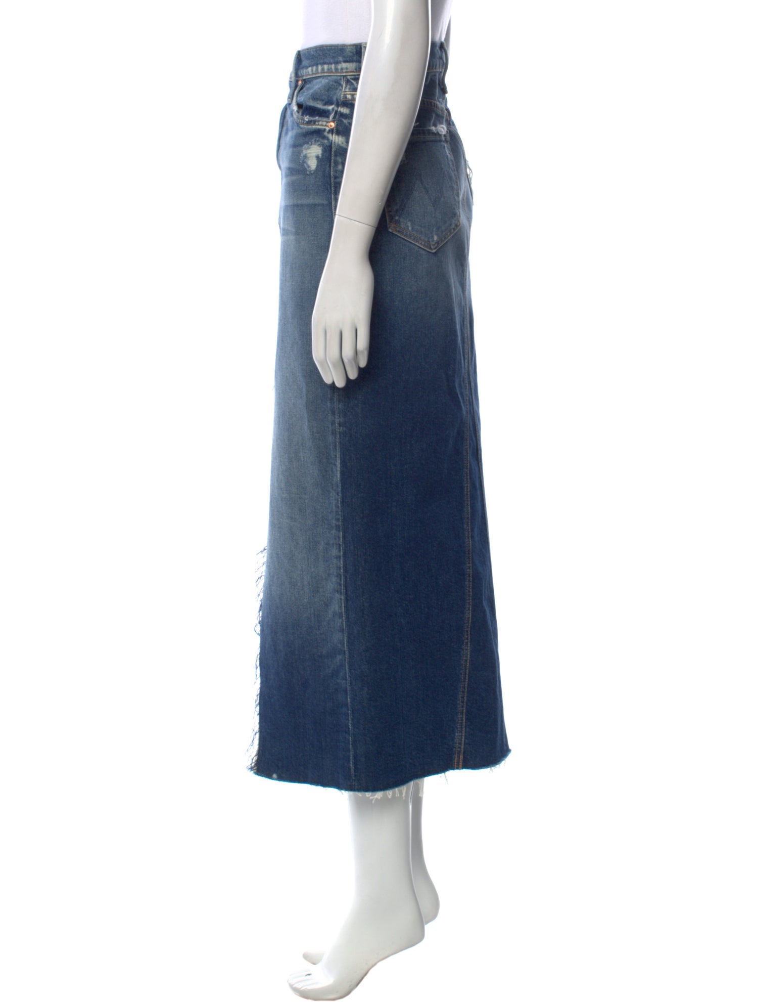 Mother Distressed Accents Midi Length Skirt