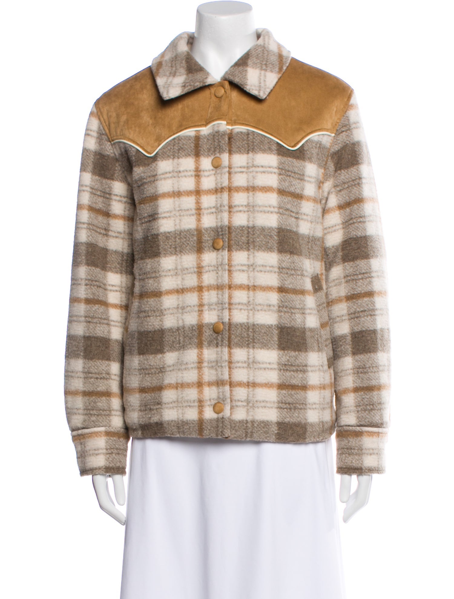 Mother Plaid Print Faux Fur Jacket