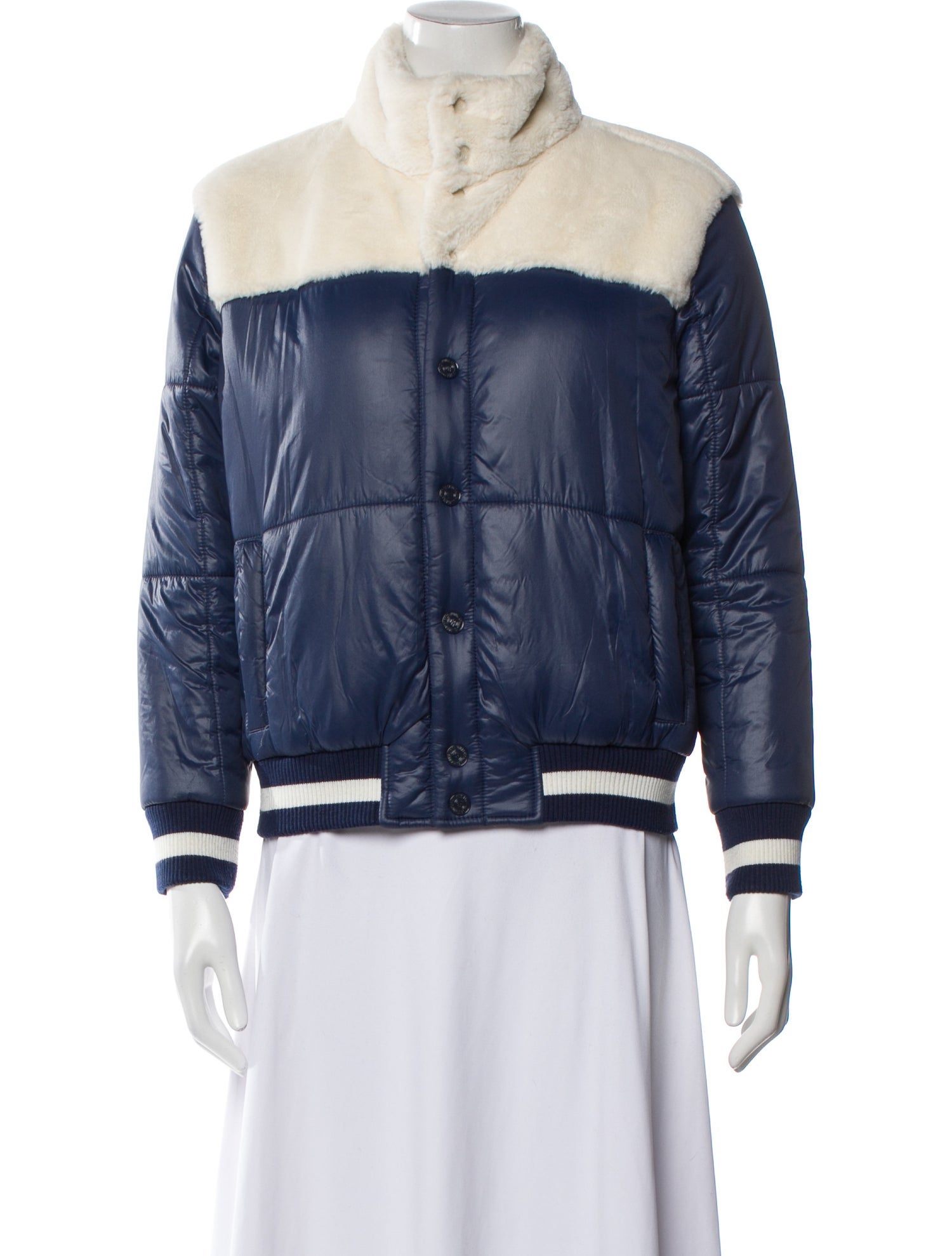 Mother Nylon Colorblock Pattern Bomber Jacket