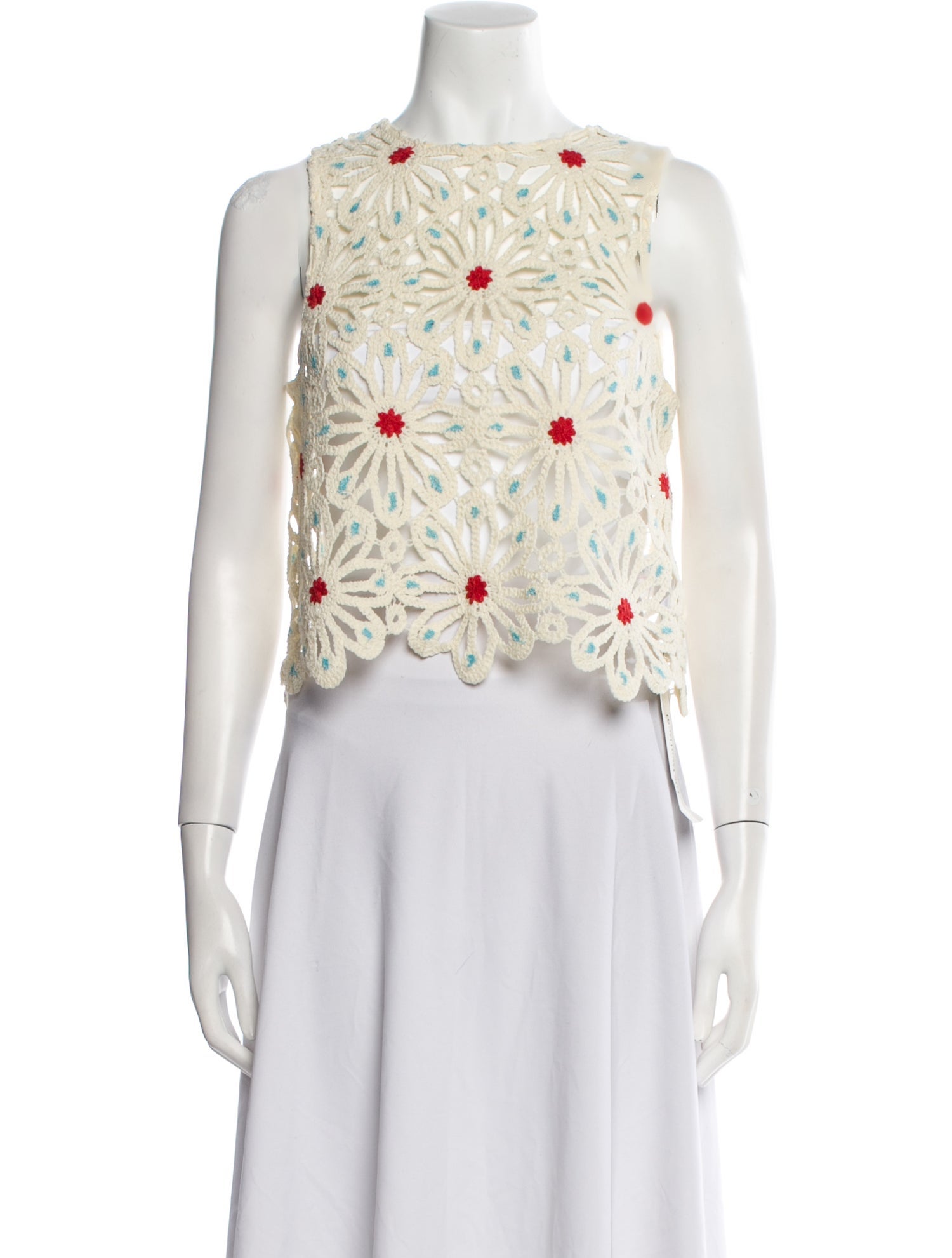 Mother Floral Print Bateau Neckline Crop Top