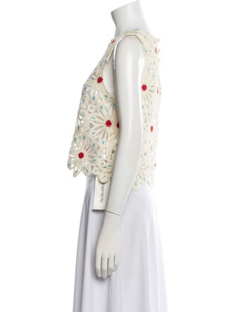 Mother Floral Print Bateau Neckline Crop Top