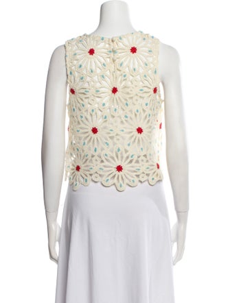 Mother Floral Print Bateau Neckline Crop Top