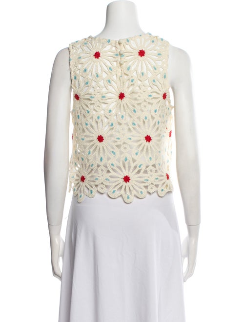 Mother Floral Print Bateau Neckline Crop Top