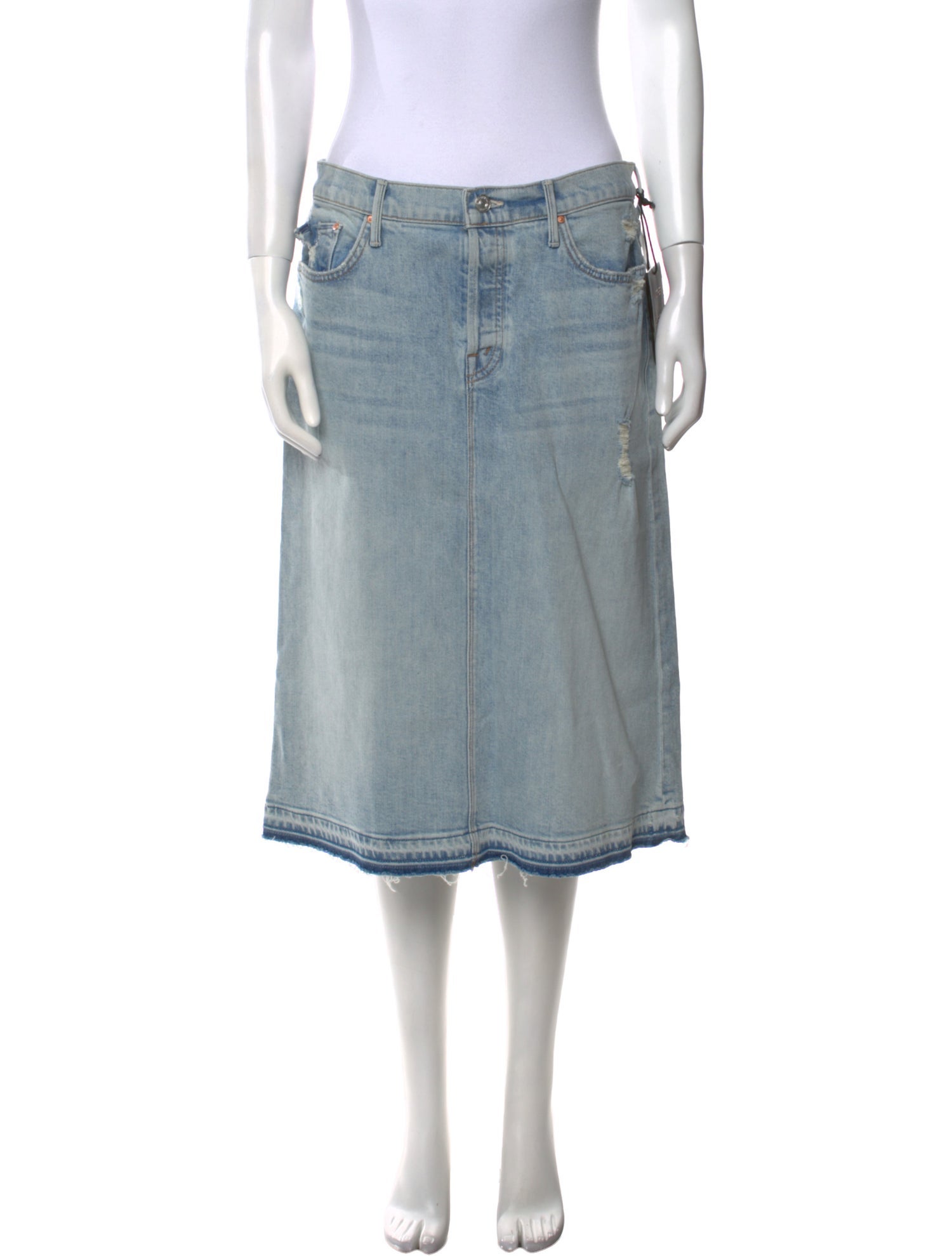 Mother Distressed Accents Knee-Length Skirt