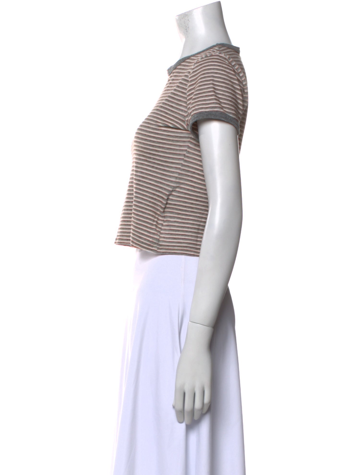 Mother Striped Crew Neck Crop Top