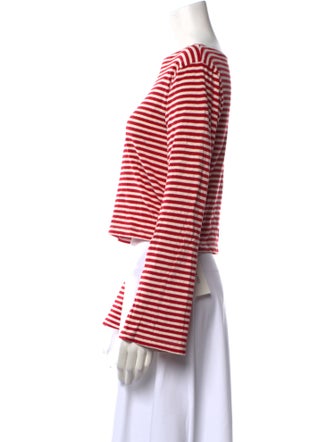 Mother Striped Bateau Neckline Crop Top