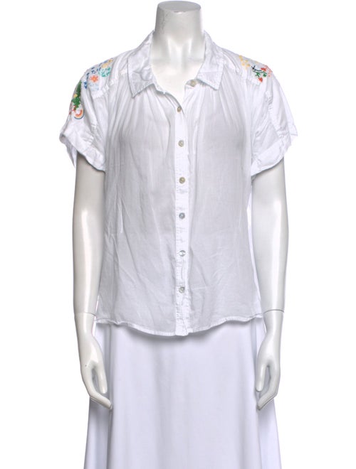 Mother Short Sleeve Button-Up Top