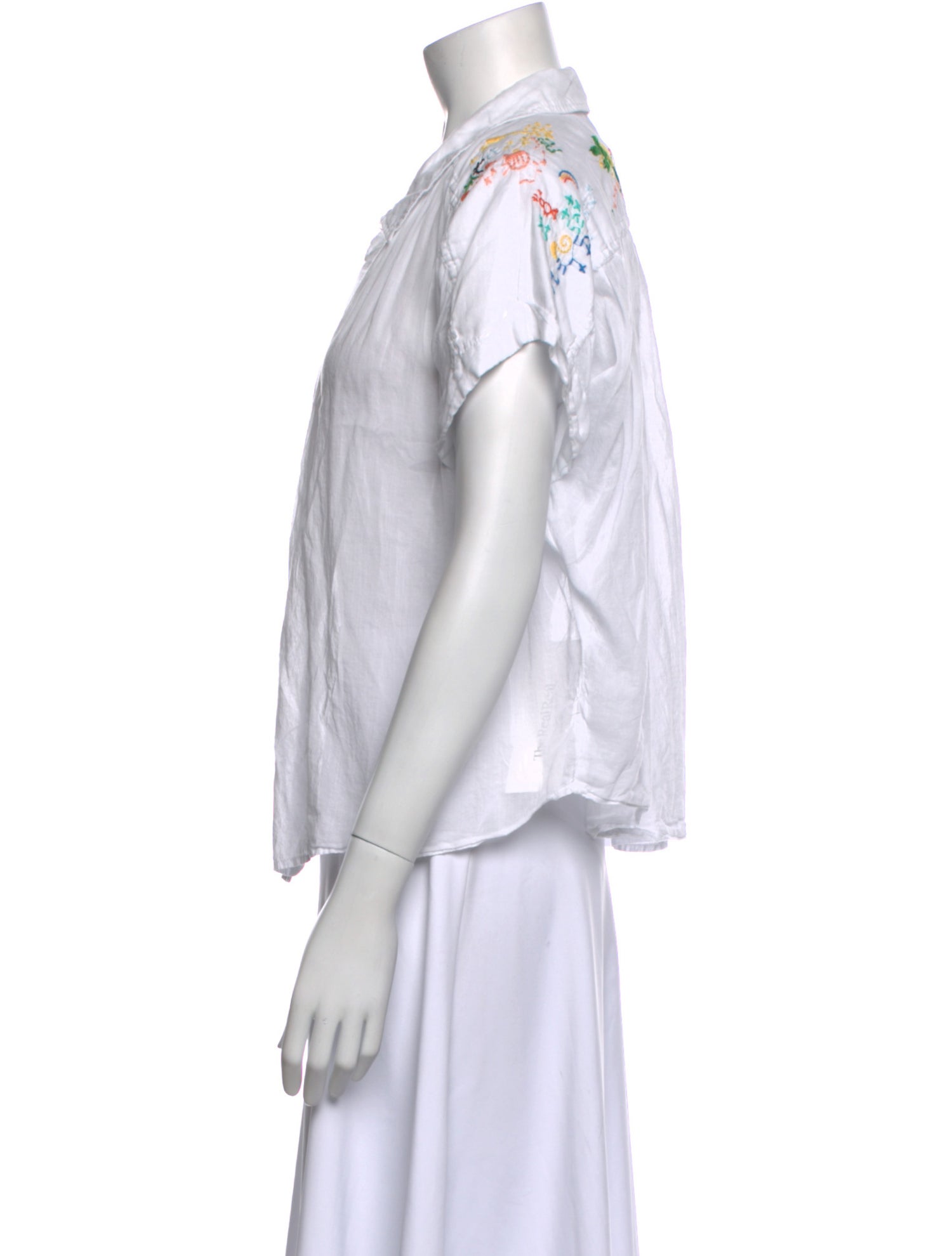 Mother Short Sleeve Button-Up Top