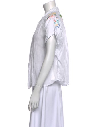 Mother Short Sleeve Button-Up Top