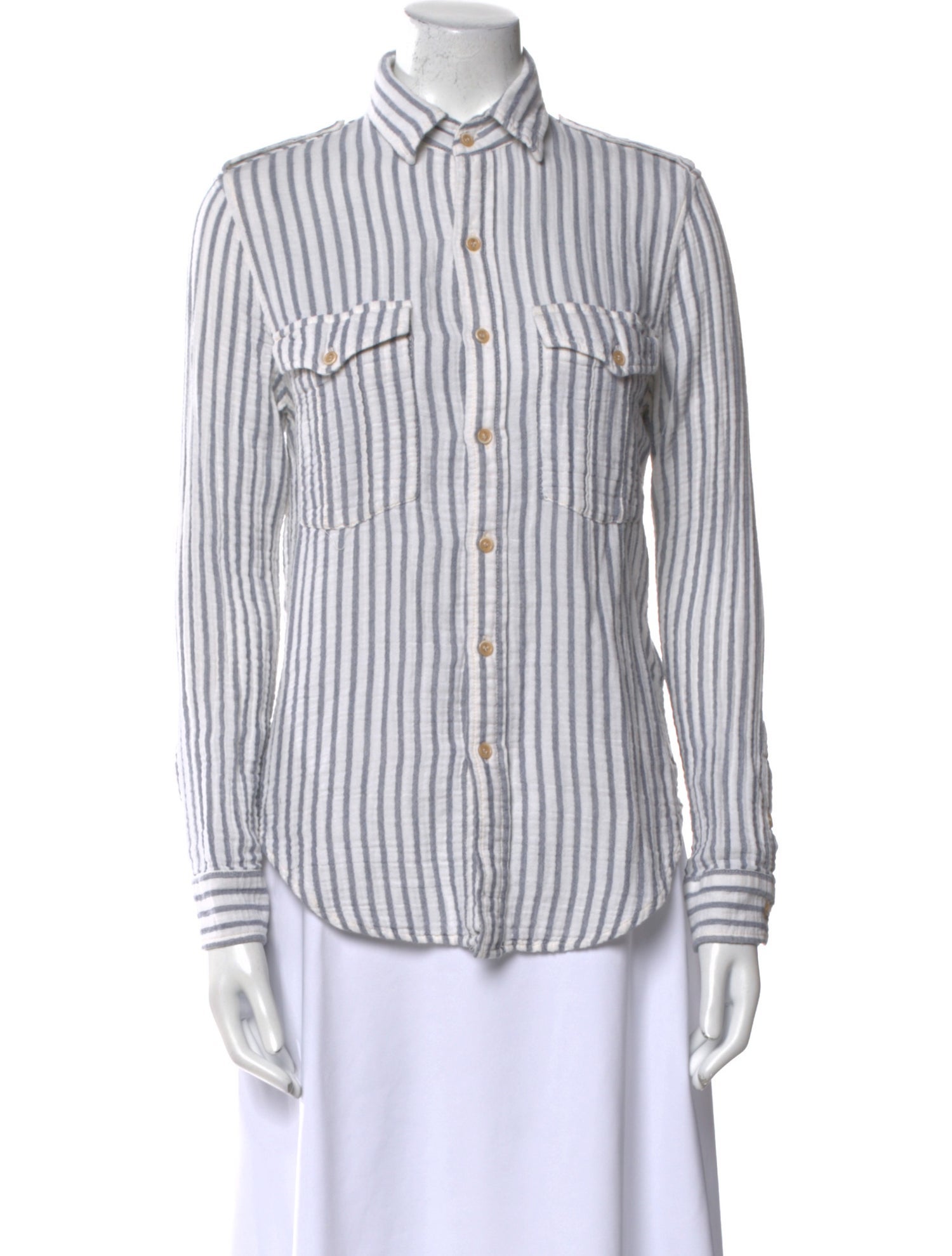 Mother Striped Long Sleeve Button-Up Top