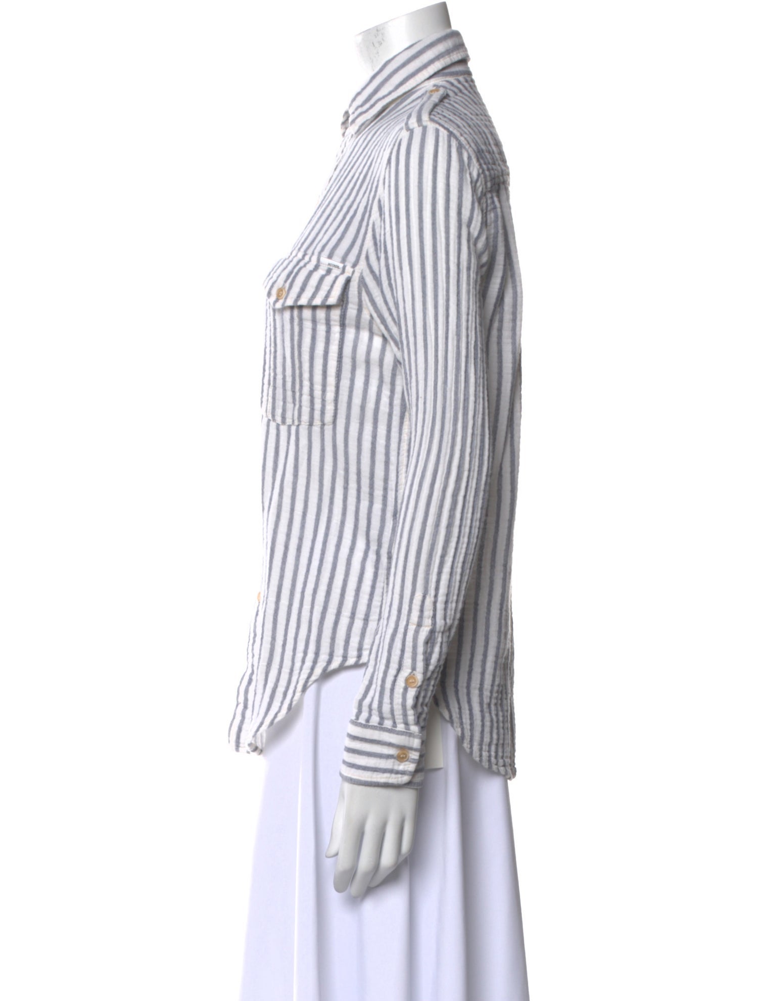 Mother Striped Long Sleeve Button-Up Top