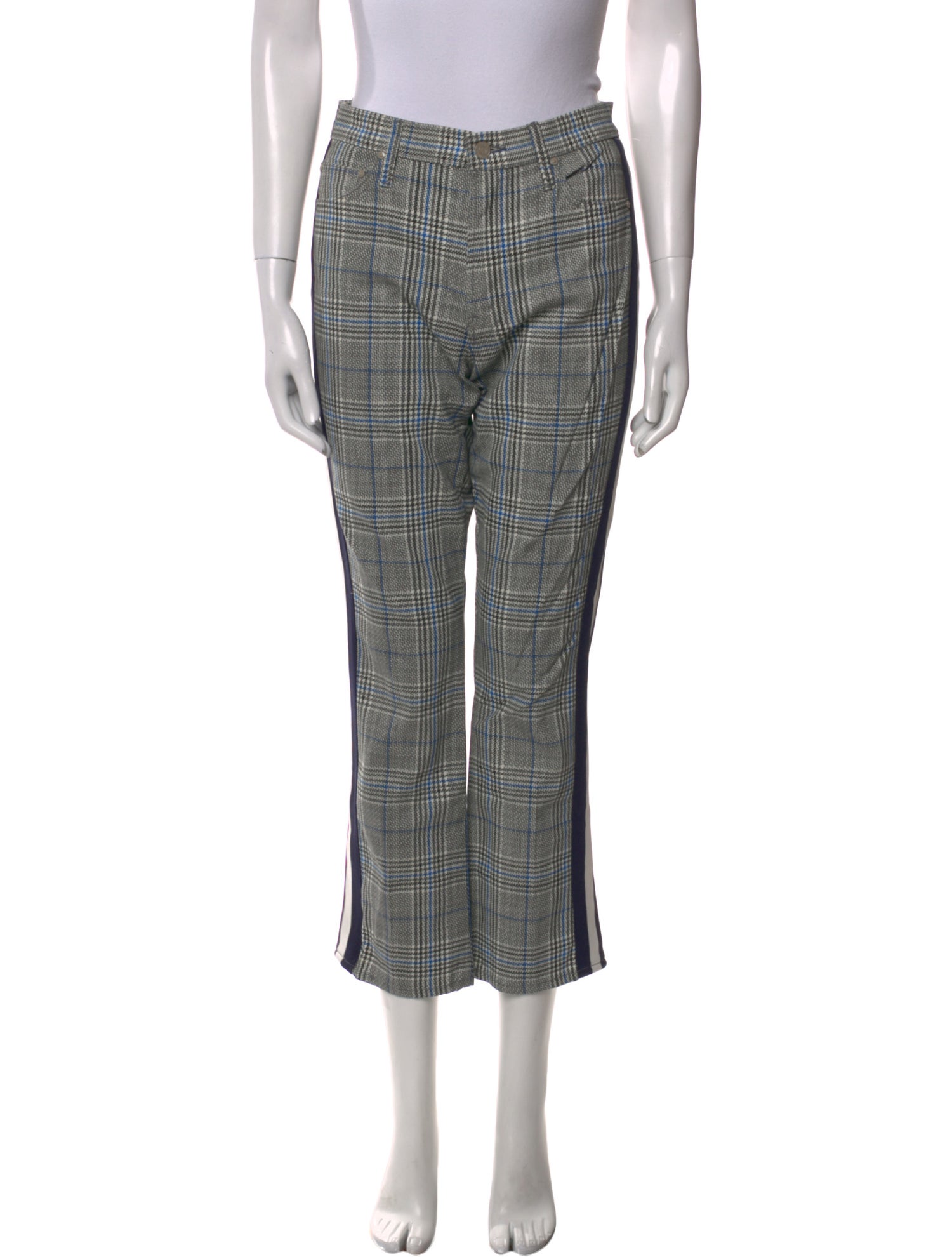 Mother Plaid Print Straight Leg Pants