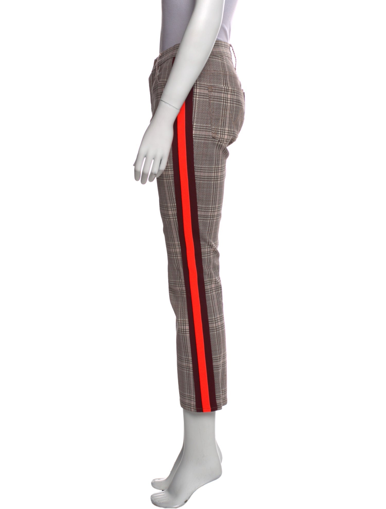 Mother Plaid Print Straight Leg Pants