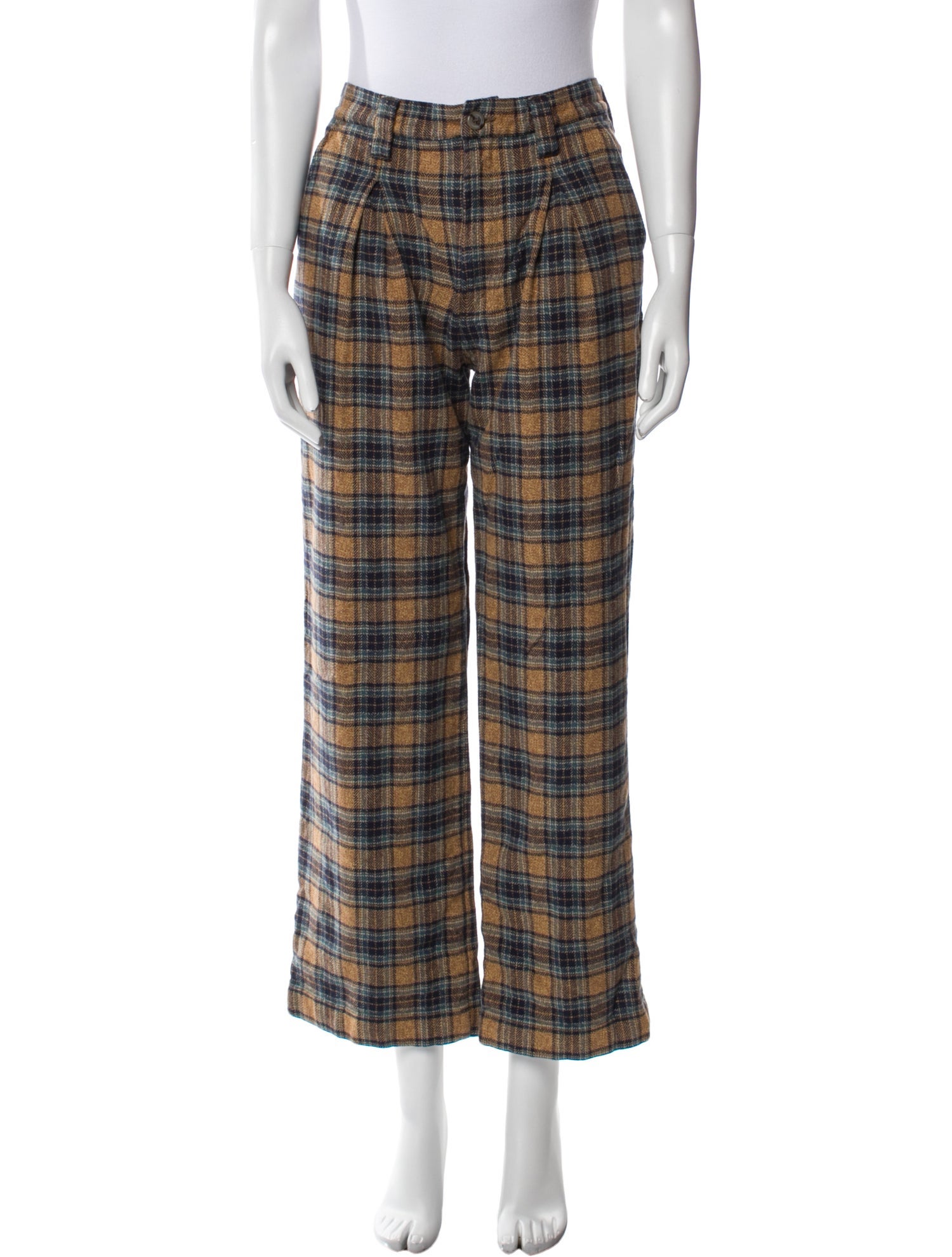 Mother Plaid Print Wide Leg Pants