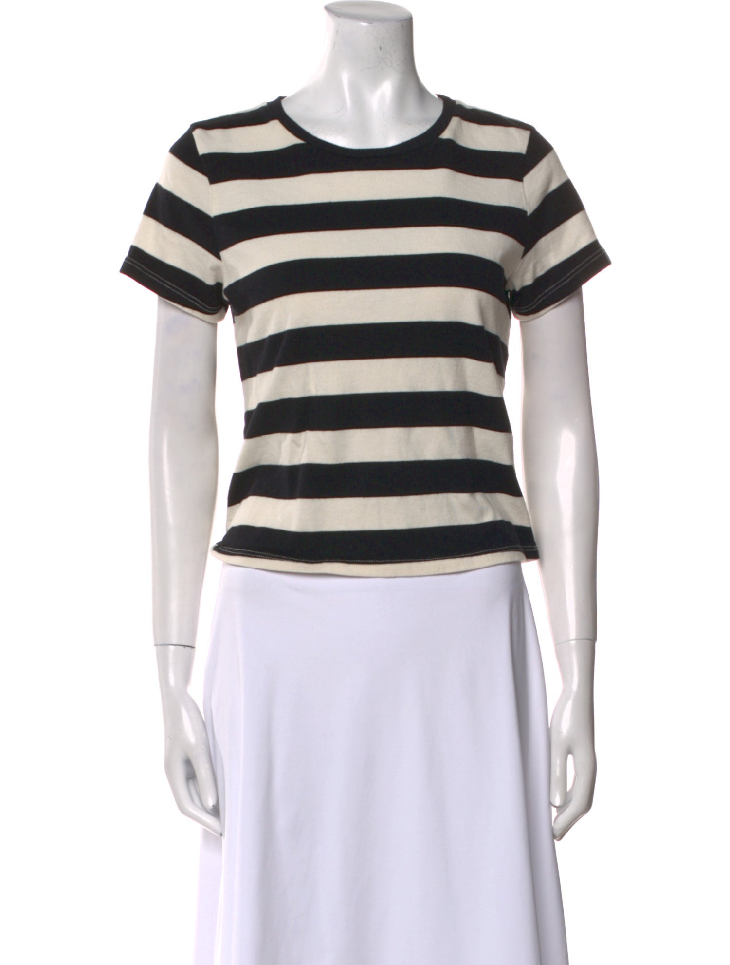 Mother Striped Crew Neck Crop Top