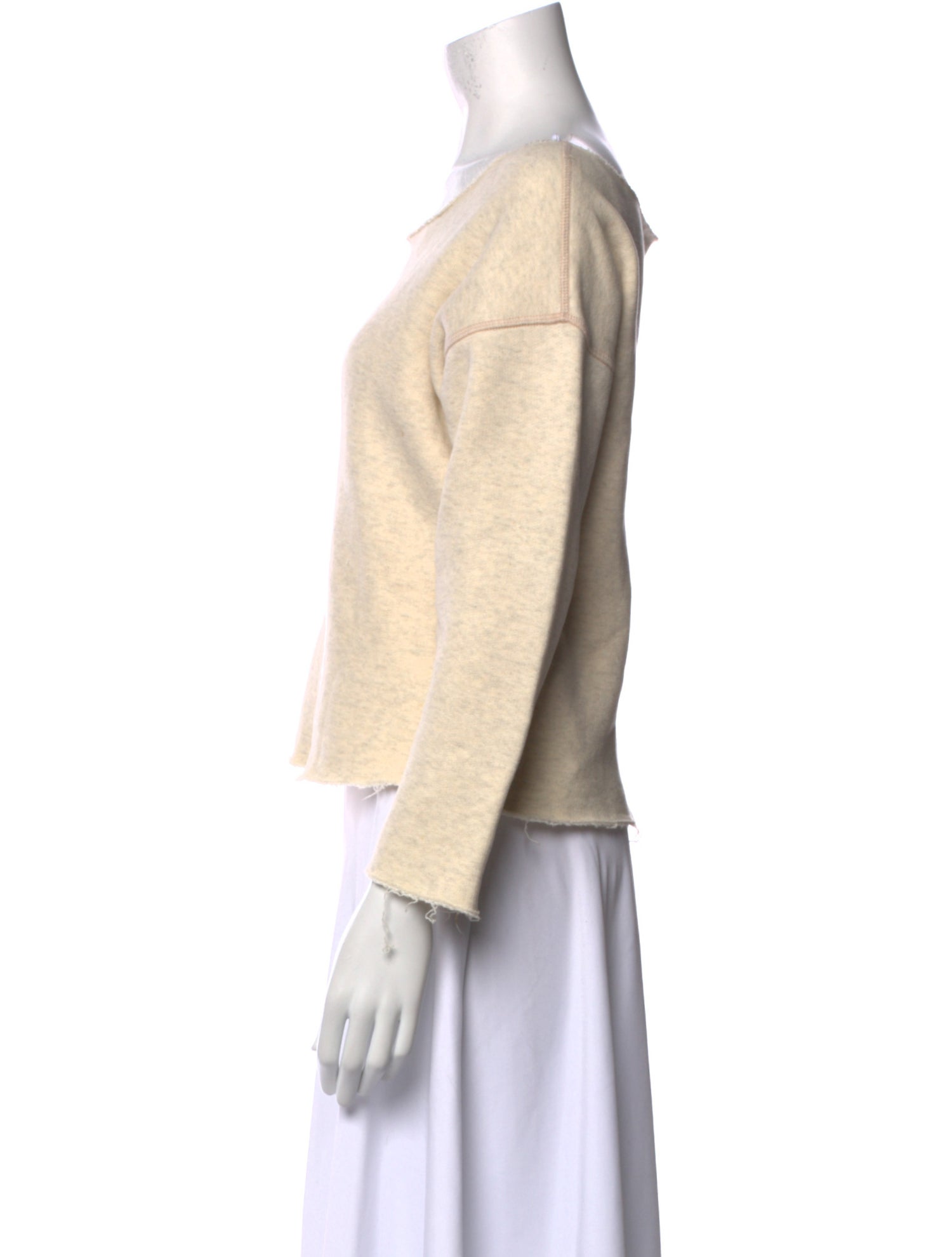 Mother Bateau Neckline Three-Quarter Sleeve Crop Top