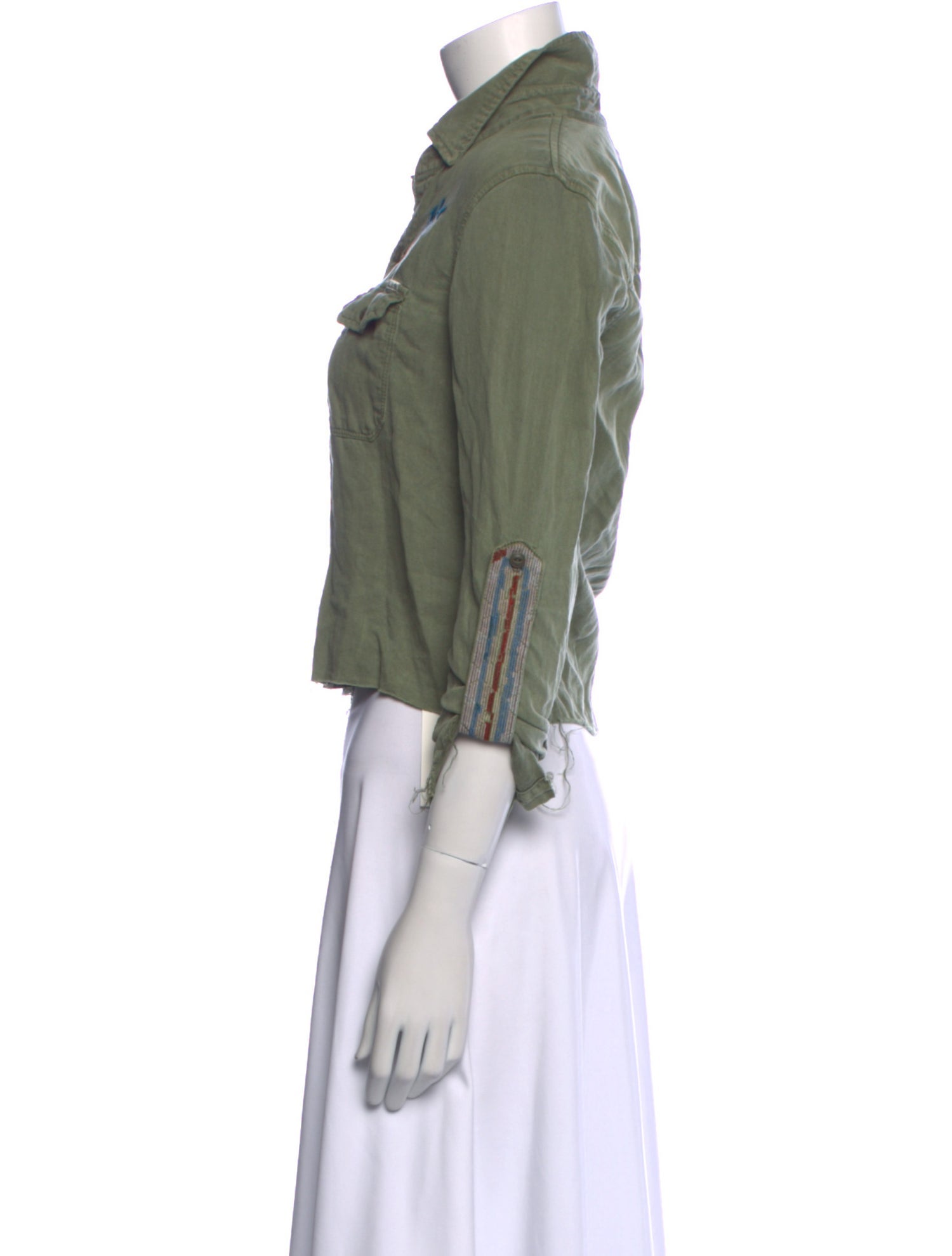 Mother Three-Quarter Sleeve Button-Up Top