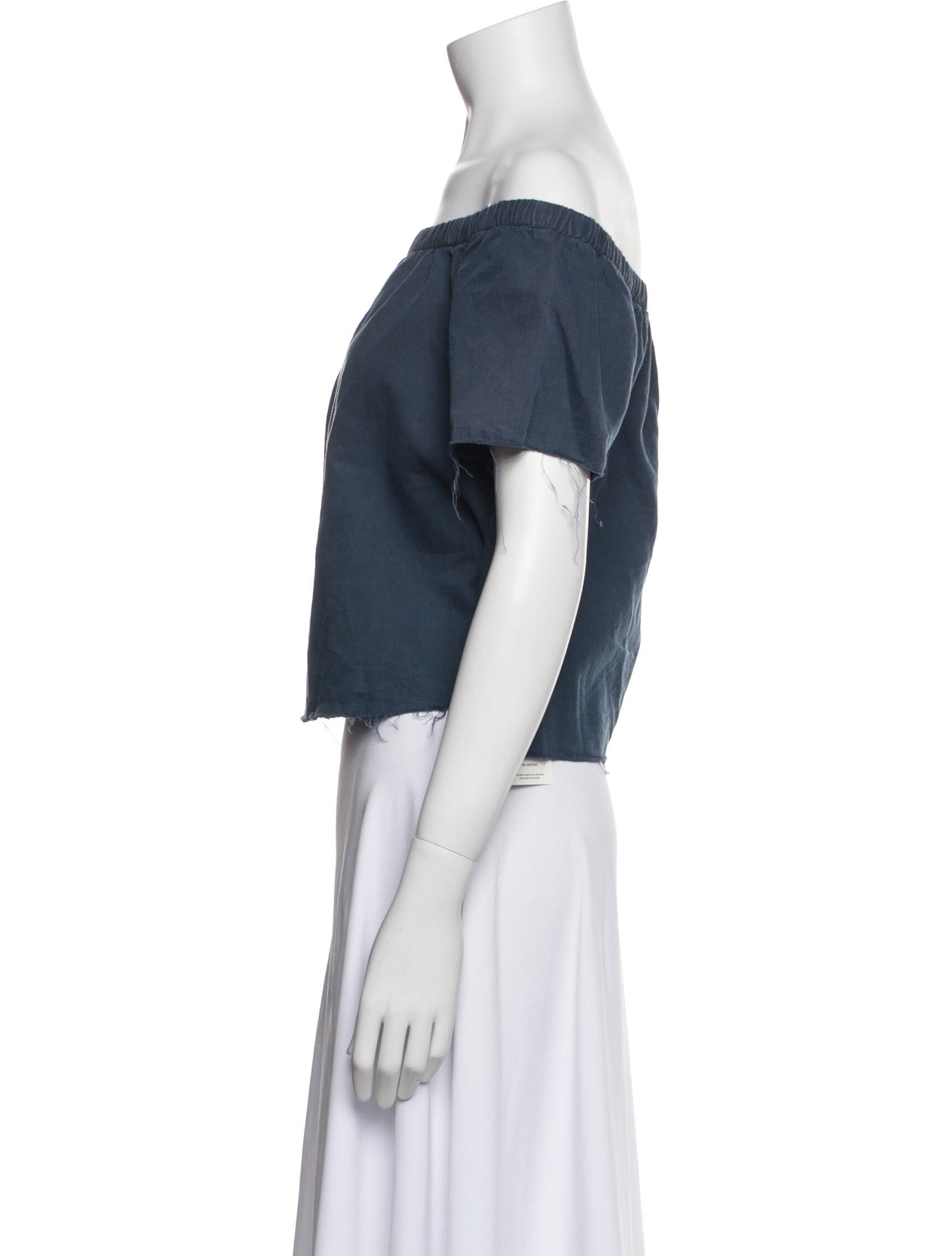 Mother Off-The-Shoulder Short Sleeve Crop Top