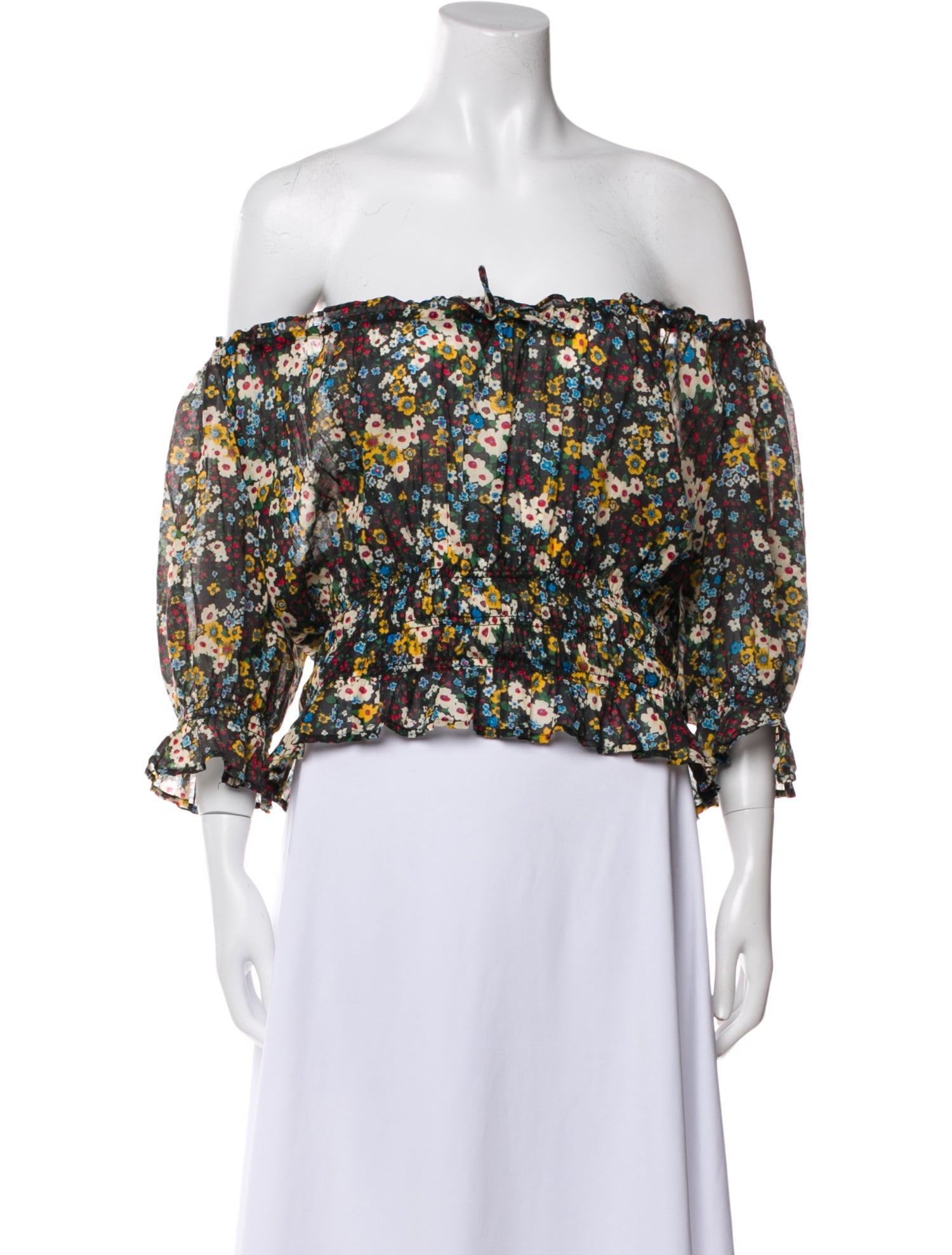 Mother Floral Print Off-The-Shoulder Crop Top