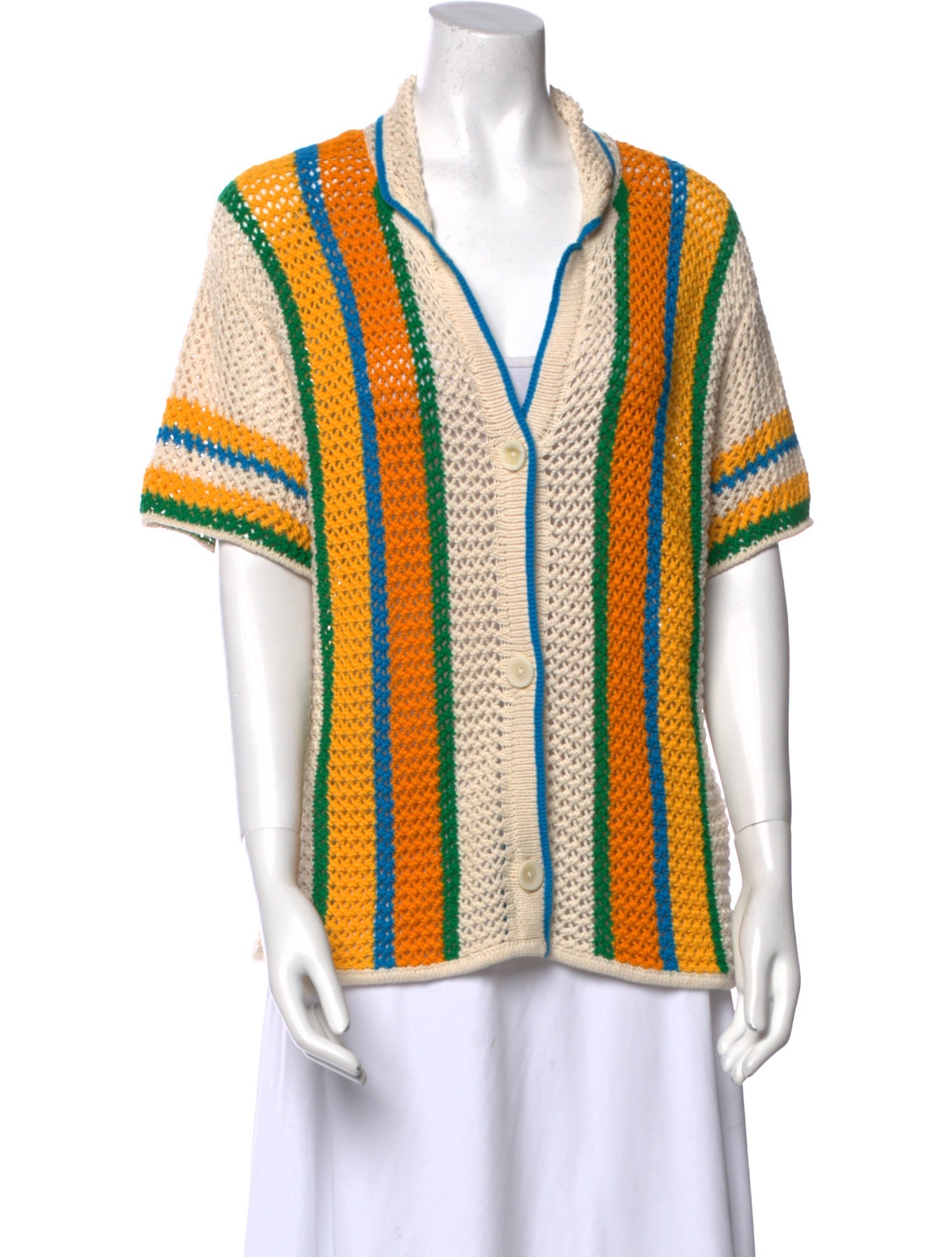 Mother Striped V-Neck Polo