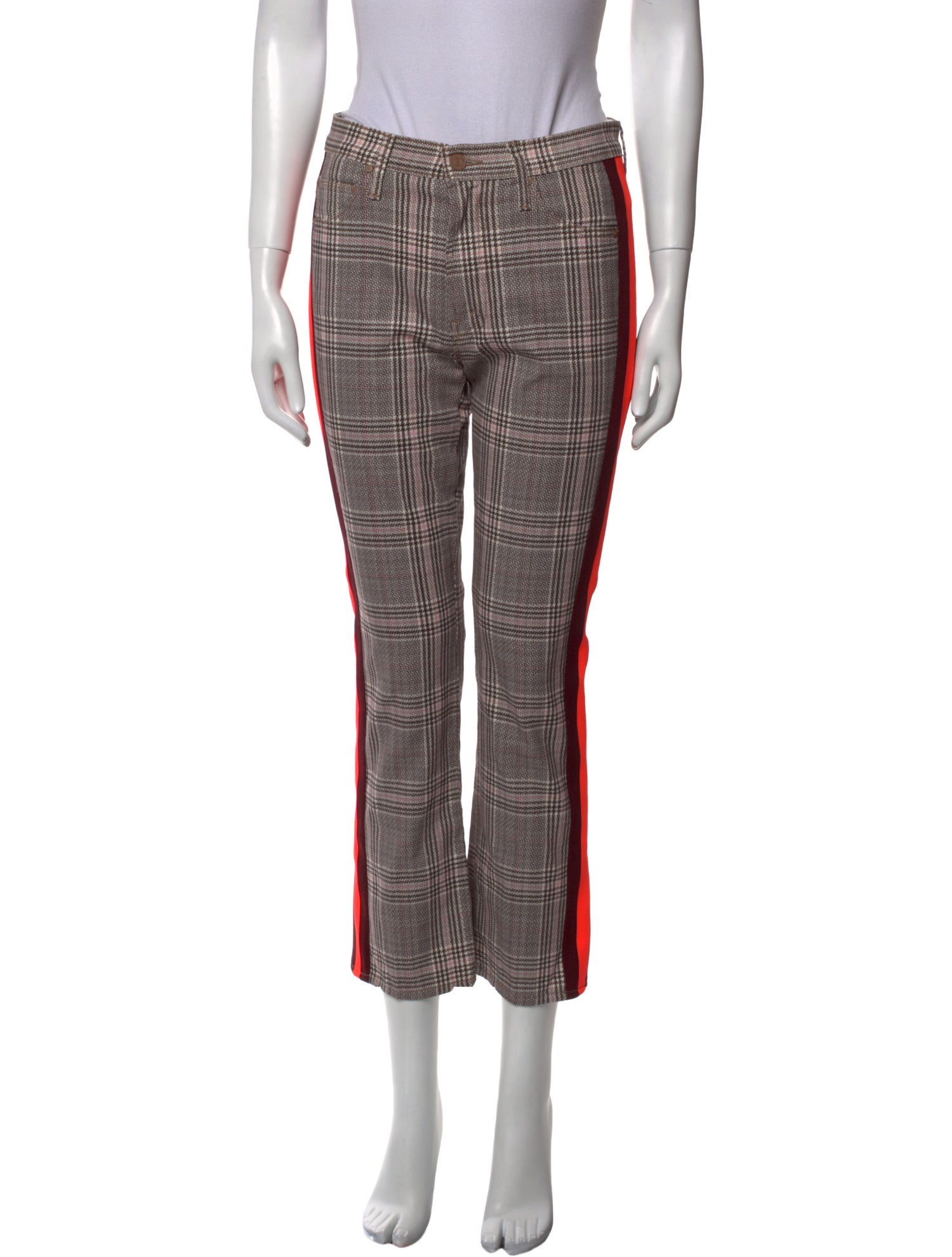 Mother Plaid Print Wide Leg Pants