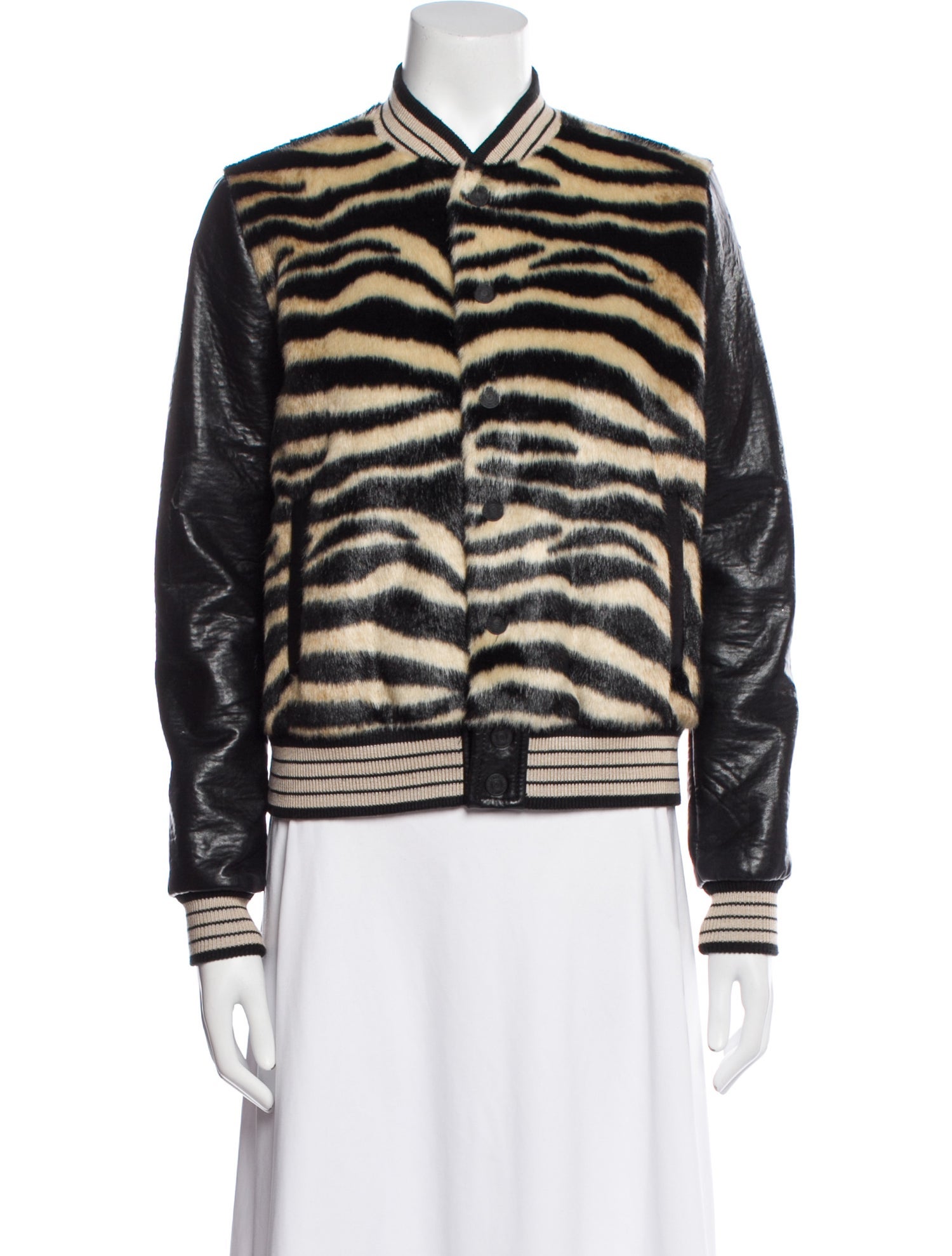 Mother Faux Fur Animal Print Faux Fur Coat