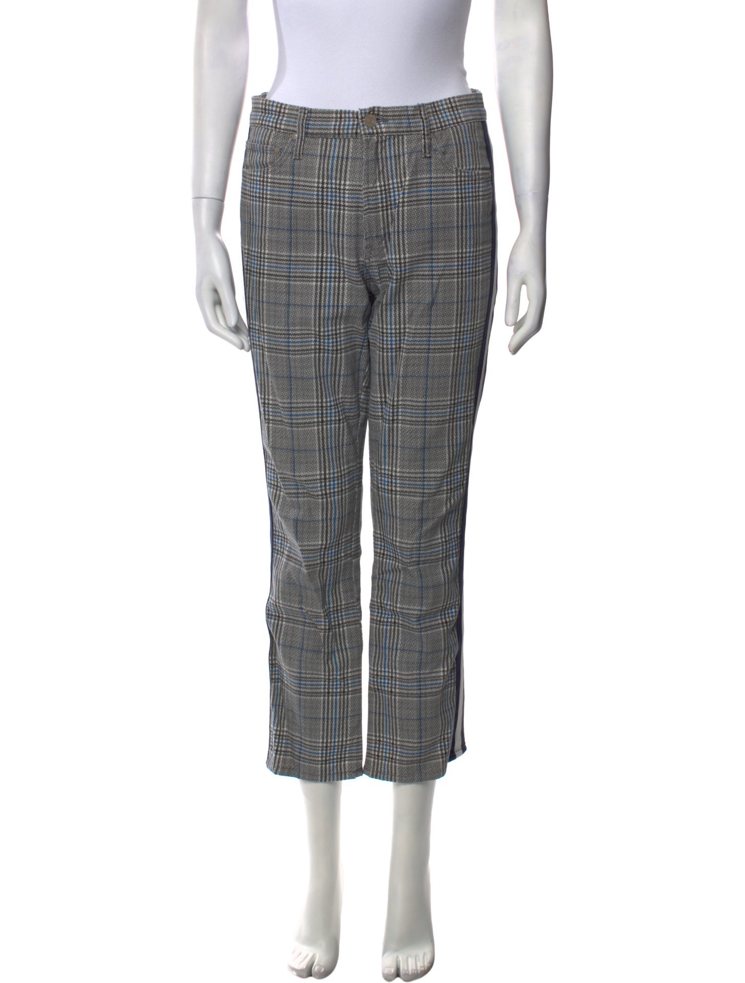 Mother Plaid Print Straight Leg Pants