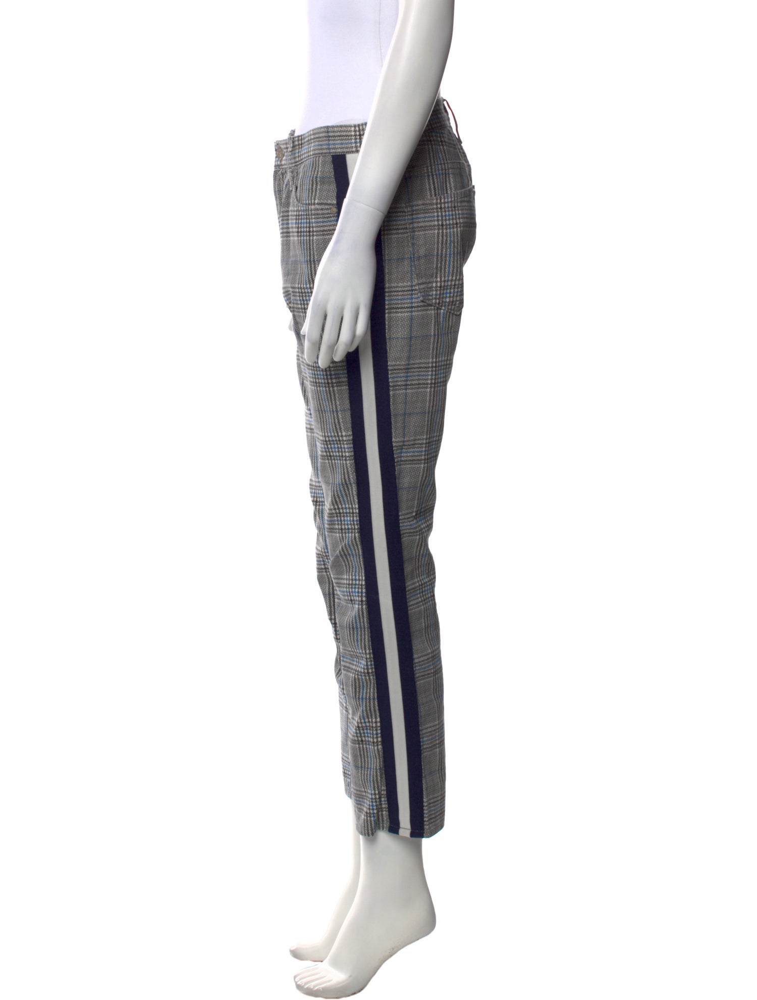 Mother Plaid Print Straight Leg Pants