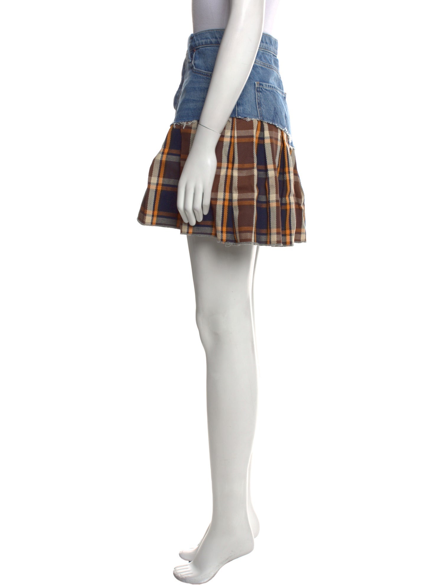 Mother Plaid Print Mini Skirt