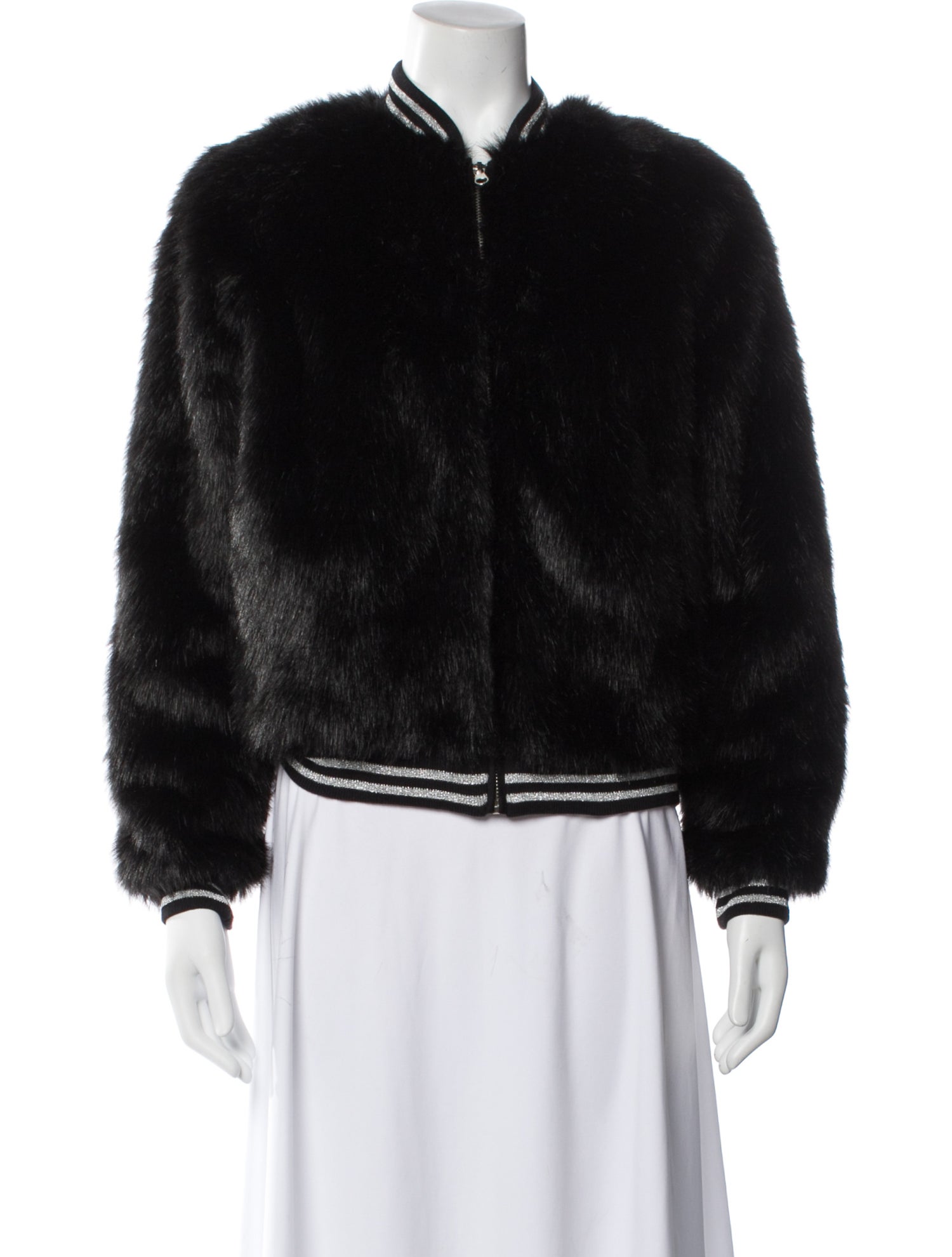 Mother Faux Fur Striped Bomber Jacket