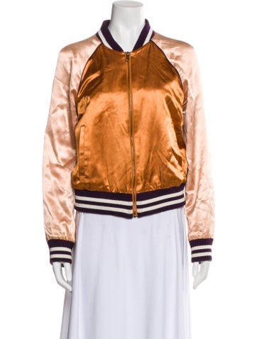 Pre-owned Mother Colorblock Pattern Bomber Jacket In Orange