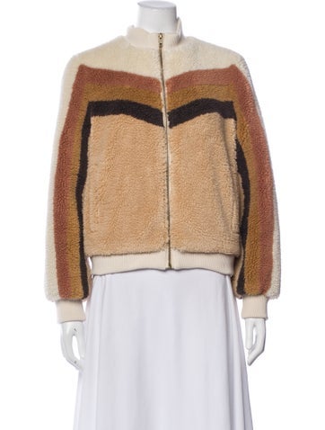 Pre-owned Mother Striped Bomber Jacket In Neutral