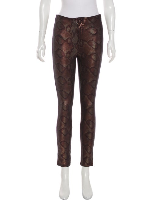 Mother Animal Print Skinny Leg Pants Brown