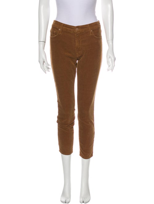 Mother Mid-Rise Skinny Leg Jeans Brown