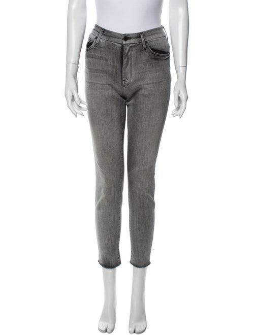 Mother Mid-Rise Skinny Leg Jeans Grey