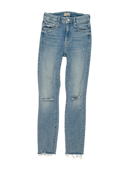Mother Mid-Rise Skinny Leg Jeans Blue