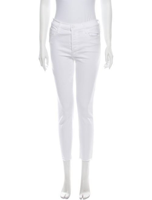 Mother Mid-Rise Skinny Leg Jeans White