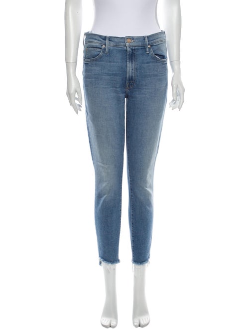 Mother Mid-Rise Skinny Leg Jeans Blue