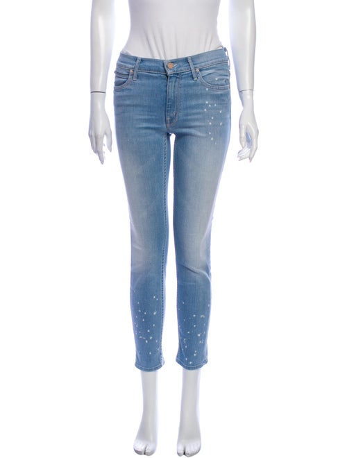 Mother Mid-Rise Skinny Leg Jeans Blue