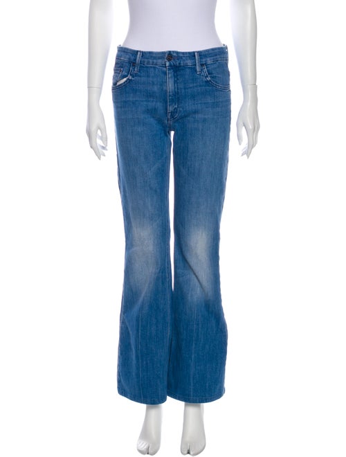 Mother Mid-Rise Flared Jeans Blue