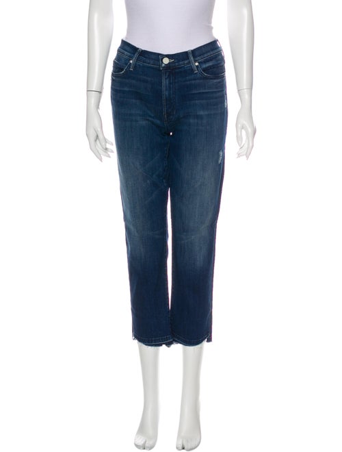 Mother Mid-Rise Straight Leg Jeans Blue