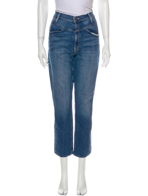 Mother High-Rise Straight Leg Jeans Blue