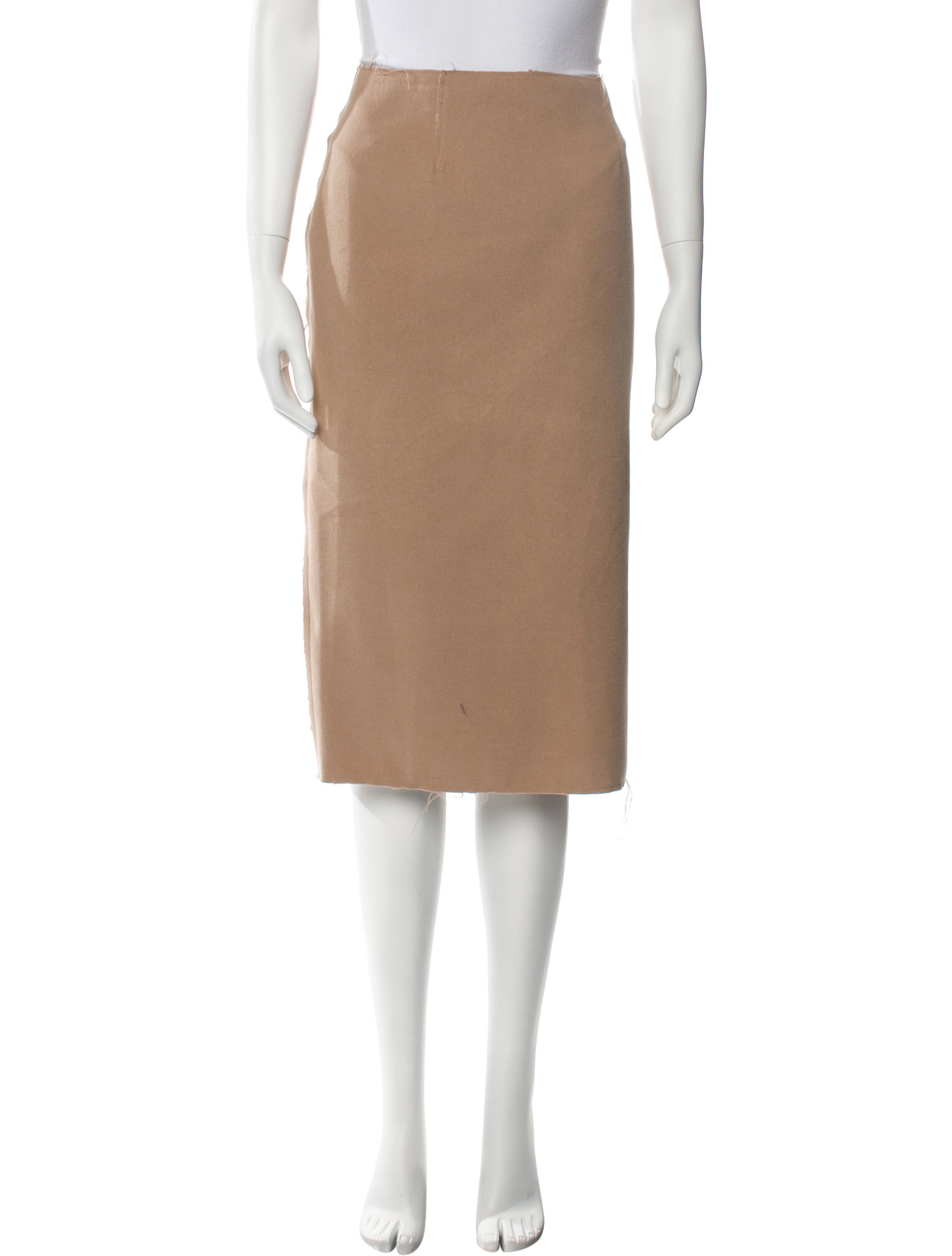 16ARLINGTON Raw-Edge Trim Knee-Length Skirt