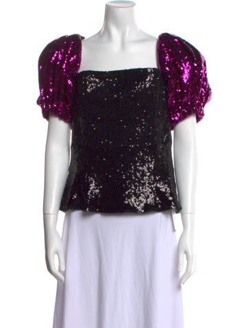 16Arlington Tops Patterned Square Neckline Crop Top XL